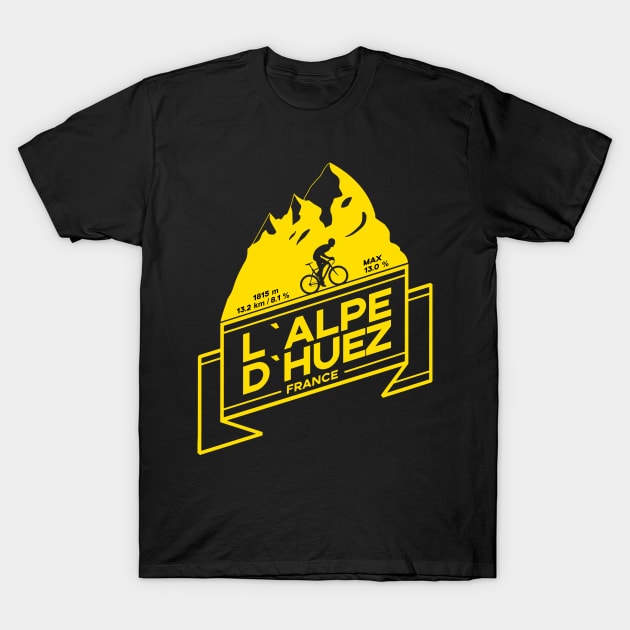 L'Alpe D'Huez Road Cycling Mountain Climb T-Shirt by Dreamy Panda Designs